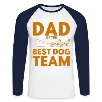 Traîneau de course de chiens Husky Propriétaire Traîneau à chiens - T-shirt baseball manches longues Homme - blanc/marine - Devant - Nik (191cm)
