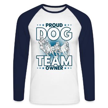 Dog sledding Dog sledding Sledding - Unisex Long Sleeve Baseball T-Shirt - white/navy - Front - Nik (191cm)