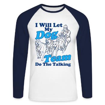 Dog sledding Sledding Dog sledding - Unisex Long Sleeve Baseball T-Shirt - white/navy - Front - Nik (191cm)