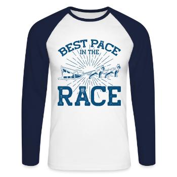 Sledding Dog Sledding Dog - Unisex Long Sleeve Baseball T-Shirt - white/navy - Front - Nik (191cm)