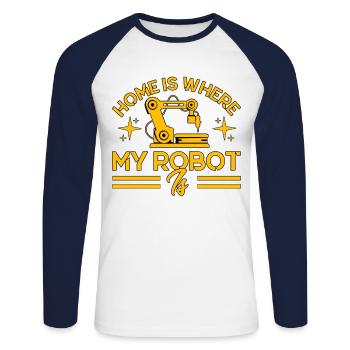Engineer Teacher Technology Robotics Gift - Unisex Long Sleeve Baseball T-Shirt - white/navy - Front - Nik (191cm)