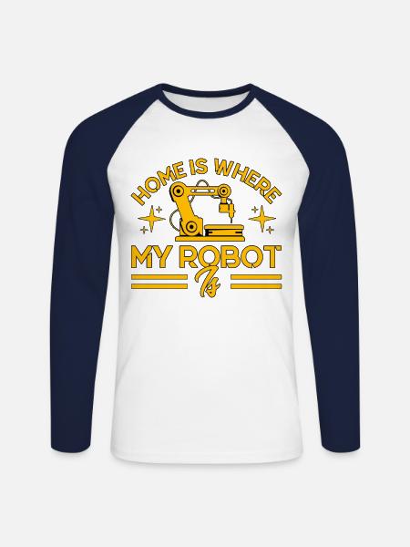 Engineer Teacher Technology Robotics Gift - Unisex Long Sleeve Baseball T-Shirt - white/navy