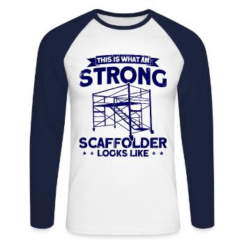 Scaffolding Construction Site Scaffolding Job Gift - Unisex Long Sleeve Baseball T-Shirt - white/navy - Front - Nik (191cm)