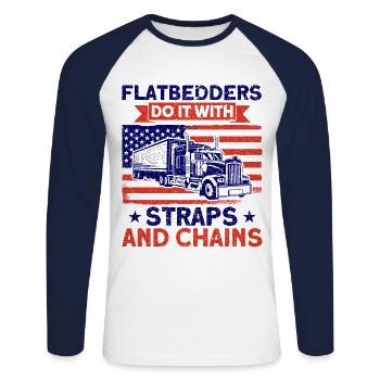 Semi-remorque Trucker Trucker Truck driver cadeau - T-shirt baseball manches longues Homme - blanc/marine - Devant - Nik (191cm)