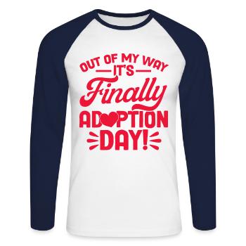 Adoption Adoption of children Foster parents - Unisex Long Sleeve Baseball T-Shirt - white/navy - Front - Nik (191cm)