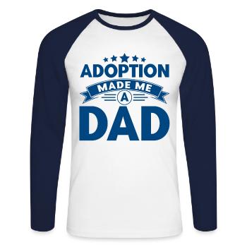 Adoption Adoptive Parents Foster Parents Gift - Unisex Long Sleeve Baseball T-Shirt - white/navy - Front - Nik (191cm)