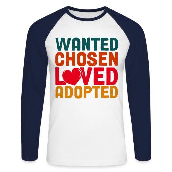 Adoption von Kindern Adoption Pflegeeltern - Unisex Baseballshirt langarm - Weiß/Navy - Vorne - Nik (191cm)