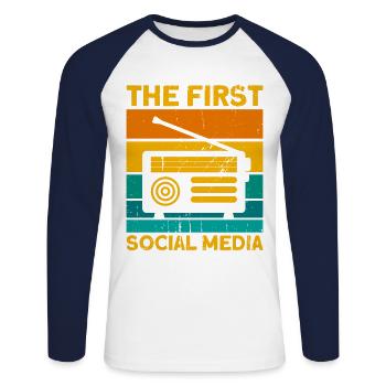 Radio amateur Morse code broadcast amateur radio Gesche - Unisex Long Sleeve Baseball T-Shirt - white/navy - Front - Nik (191cm)