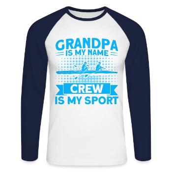 Rudern Mannschaft Rudern Mannschaft Ruderer Gesche - Unisex Baseballshirt langarm - Weiß/Navy - Vorne - Nik (191cm)