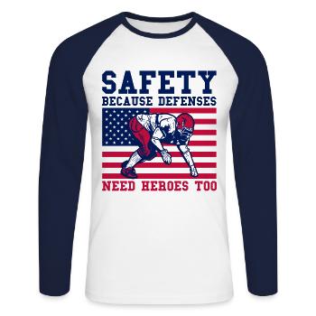 Football Game American Football Football Player - Unisex Long Sleeve Baseball T-Shirt - white/navy - Front - Nik (191cm)