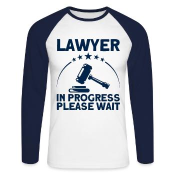 Law Student Lawyer Faculty of Law Ges - Unisex Long Sleeve Baseball T-Shirt - white/navy - Front - Nik (191cm)