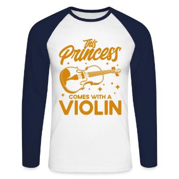 Orchestra Violinist Violin Lover Gift - Unisex Long Sleeve Baseball T-Shirt - white/navy - Front - Nik (191cm)