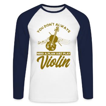 Violoniste Violoniste Violoniste Cadeau - T-shirt baseball manches longues Homme - blanc/marine - Devant - Nik (191cm)