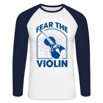 Cadeau de violoniste violoniste - T-shirt baseball manches longues Homme - blanc/marine - Devant - Nik (191cm)