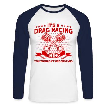 Drag Racer Racing Car Car Racing Cadeau - T-shirt baseball manches longues Homme - blanc/marine - Devant - Nik (191cm)