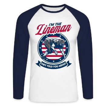American Football American Football Mannschaft Foo - Unisex Baseballshirt langarm - Weiß/Navy - Vorne - Nik (191cm)