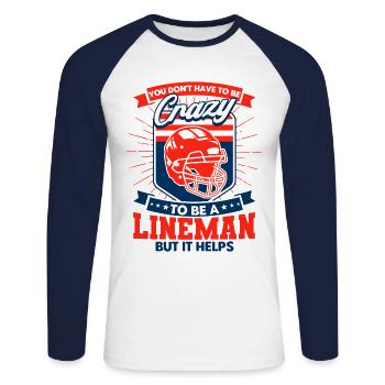American Football Mannschaft American Football Foo - Unisex Baseballshirt langarm - Weiß/Navy - Vorne - Nik (191cm)