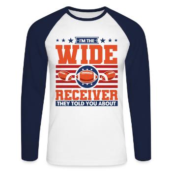 Football Game Football Player American Football - Unisex Long Sleeve Baseball T-Shirt - white/navy - Front - Nik (191cm)