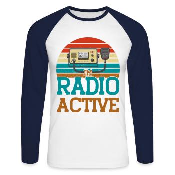 Diffusion en code Morse radioamateur radio amateur Gehe - T-shirt baseball manches longues Homme - blanc/marine - Devant - Nik (191cm)