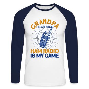 Amateur radio radio amateur Morse code transmit Gesche - Unisex Long Sleeve Baseball T-Shirt - white/navy - Front - Nik (191cm)