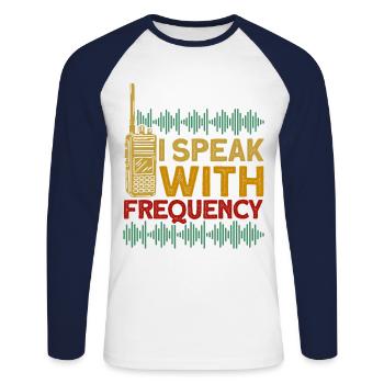 Diffusion en code Morse radioamateur radio amateur Gehe - T-shirt baseball manches longues Homme - blanc/marine - Devant - Nik (191cm)