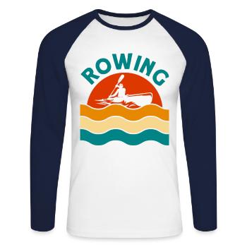 Team Rowing Rowers Rowing Gift - Unisex Long Sleeve Baseball T-Shirt - white/navy - Front - Nik (191cm)