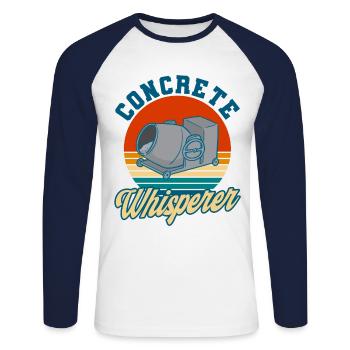 Bétonière Béton Bâtisseur en béton armé Travailleur de la construction cadeau - T-shirt baseball manches longues Homme - blanc/marine - Devant - Nik (191cm)
