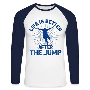 Extremsport Bungee Springer Bungee Sprung Geschenk - Unisex Baseballshirt langarm - Weiß/Navy - Vorne - Nik (191cm)