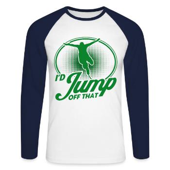 Extremsport Bungee Springen Bungee Springer - Unisex Baseballshirt langarm - Weiß/Navy - Vorne - Nik (191cm)