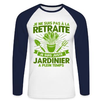 Garten Schrebergarten Gartenarbeit Geschenk - Unisex Baseballshirt langarm - Weiß/Navy - Vorne - Nik (191cm)
