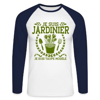 Schrebergarten Gartenarbeit Garten Geschenk - Unisex Baseballshirt langarm - Weiß/Navy - Vorne - Nik (191cm)