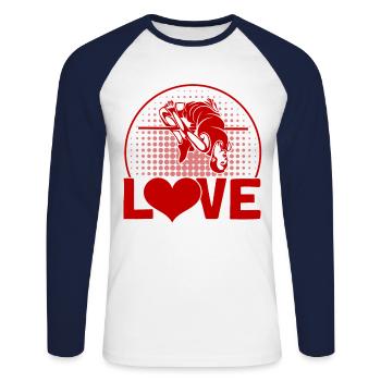 Saut à la perche Saut à la perche Cadeau - T-shirt baseball manches longues Homme - blanc/marine - Devant - Nik (191cm)
