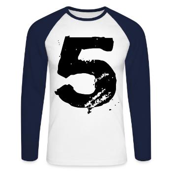 Maillot 5 numéros - T-shirt baseball manches longues Homme - blanc/marine - Devant - Nik (191cm)
