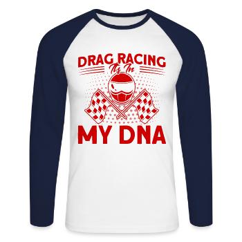 Drag Racer Drag Race Autorennen Geschenk - Unisex Baseballshirt langarm - Weiß/Navy - Vorne - Nik (191cm)