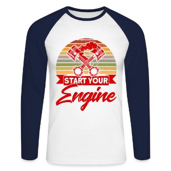 Autorennen Drag Racer Drag Race Geschenk - Unisex Baseballshirt langarm - Weiß/Navy - Vorne - Nik (191cm)