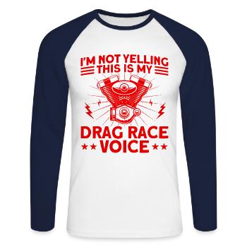 Drag Racer Drag Race Autorennen Geschenk - Unisex Baseballshirt langarm - Weiß/Navy - Vorne - Nik (191cm)
