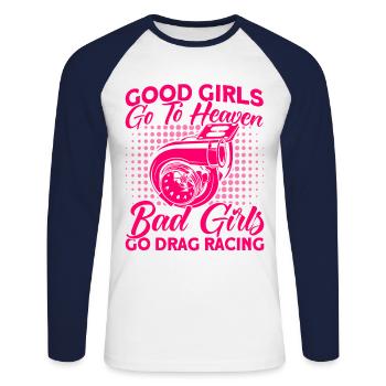 Drag Race Drag Racing Car Racing Gift - Unisex Long Sleeve Baseball T-Shirt - white/navy - Front - Nik (191cm)
