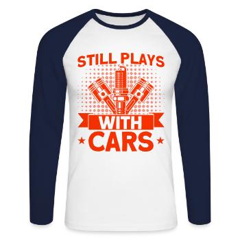 Drag Racing Rennwagen Drag Racer Geschenk - Unisex Baseballshirt langarm - Weiß/Navy - Vorne - Nik (191cm)