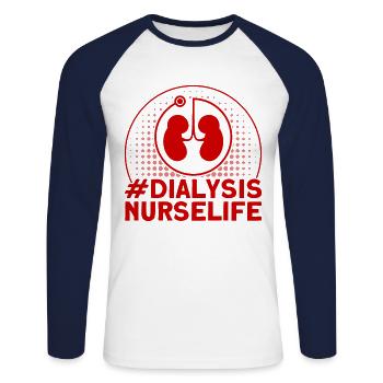 Dialyse Behandlung Dialyse Schwester Krankenschwes - Unisex Baseballshirt langarm - Weiß/Navy - Vorne - Nik (191cm)