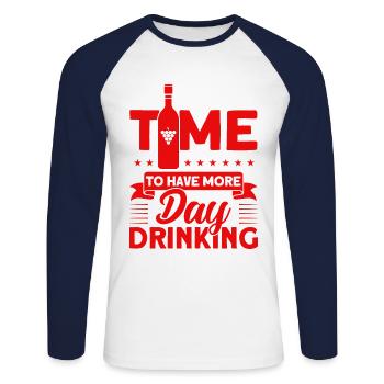 Cadeau de fête de la fête de la fête des verres à vin - T-shirt baseball manches longues Homme - blanc/marine - Devant - Nik (191cm)