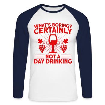 Day Drinking Party Party Beach Gift - Unisex Long Sleeve Baseball T-Shirt - white/navy - Front - Nik (191cm)