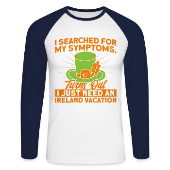 Ireland Irish Irish Roots Gift - Unisex Long Sleeve Baseball T-Shirt - white/navy - Front - Nik (191cm)