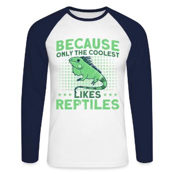 Lézards Reptile Reptile Lovers Cadeau - T-shirt baseball manches longues Homme - blanc/marine - Devant - Nik (191cm)