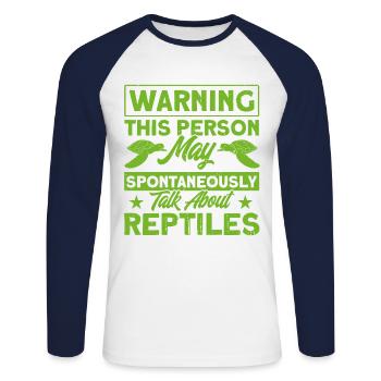 Reptile Reptile Lézards Cadeau - T-shirt baseball manches longues Homme - blanc/marine - Devant - Nik (191cm)