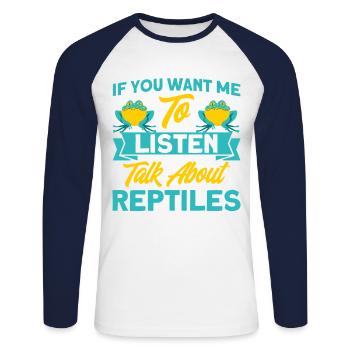 Snake Reptile Lovers Reptile Cadeau - T-shirt baseball manches longues Homme - blanc/marine - Devant - Nik (191cm)