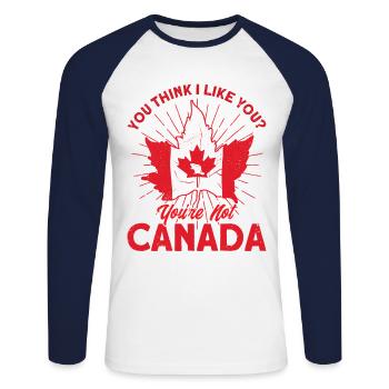 Drapeau canadien Racines canadiennes Ges canadiennes - T-shirt baseball manches longues Homme - blanc/marine - Devant - Nik (191cm)
