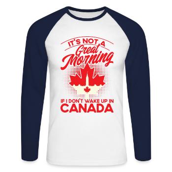 Drapeau canadien du Canada Cadeau canadien - T-shirt baseball manches longues Homme - blanc/marine - Devant - Nik (191cm)