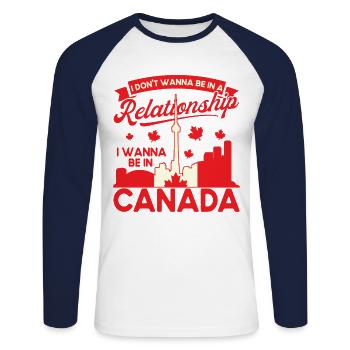Kanada Urlaub Kanadisch Kanadische Wurzeln Geschen - Unisex Baseballshirt langarm - Weiß/Navy - Vorne - Nik (191cm)