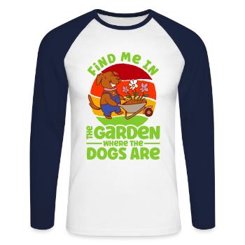 Garten Hunde Hundehalter Geschenk - Unisex Baseballshirt langarm - Weiß/Navy - Vorne - Nik (191cm)