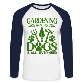Gartenarbeit Hobbygärtner Hundehalter Geschenk - Unisex Baseballshirt langarm - Weiß/Navy - Vorne - Nik (191cm)